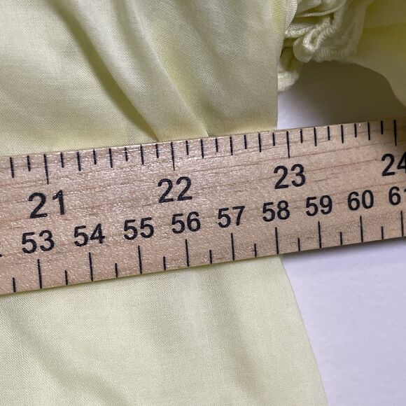 Ann Taylor Pastel Yellow Blouse Top XXL Ruffled Sleeves Crew Neck Cotton Blend - Picture 7 of 10